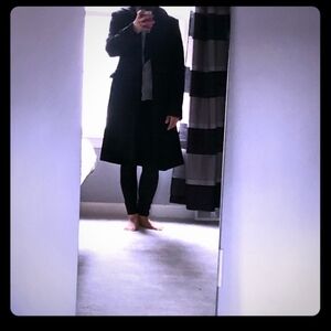 Womens banana republic long black wool coat size small